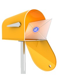 Orange mailbox with a letter in it