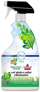 BISSELL Pawsitively Clean Enzyme Action Plus Cat Stain & Odor Eliminator with Febreze tackles urine, feces & other organic pet stains.